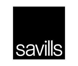 Savills logo on a black background